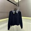 Trendy European Plaid Lapel Knit Two-Piece Long Sleeve for Autumn/Winter