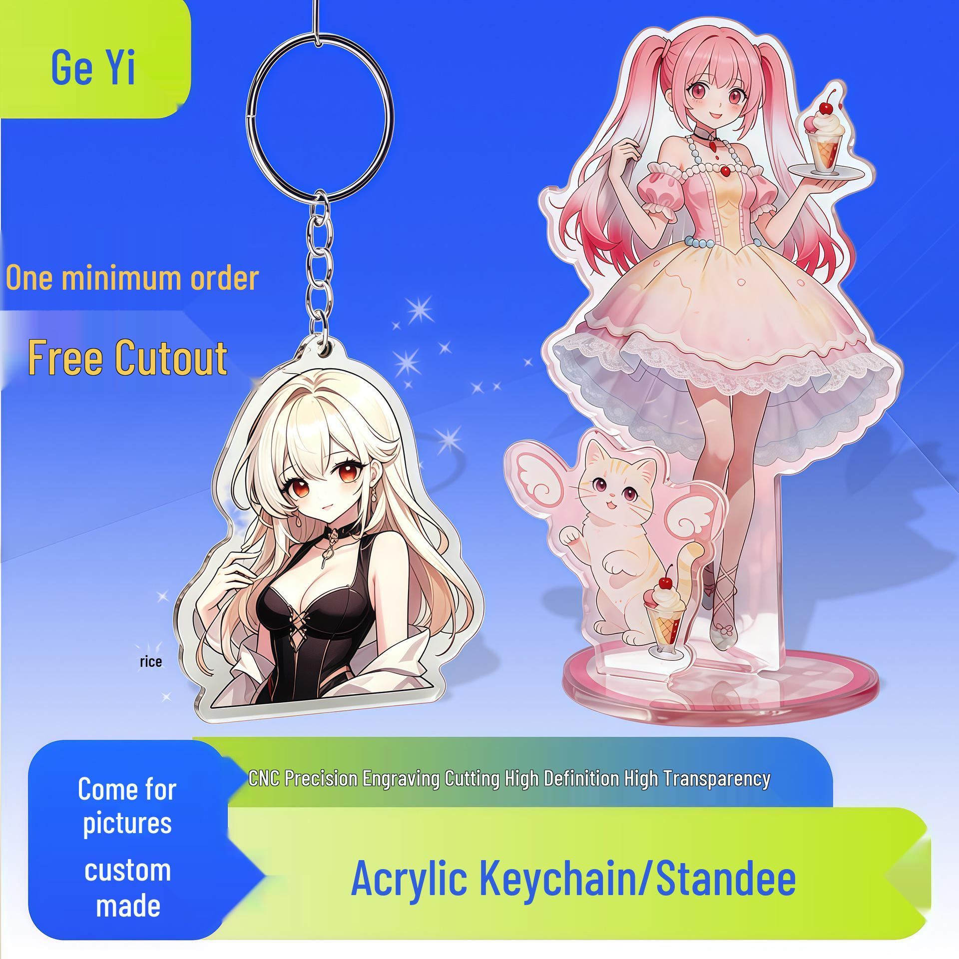 Customized Acrylic Anime Keychains, Cartoon Standees, Fridge Magnets & Double-Sided Gift Pendants. Custom Design