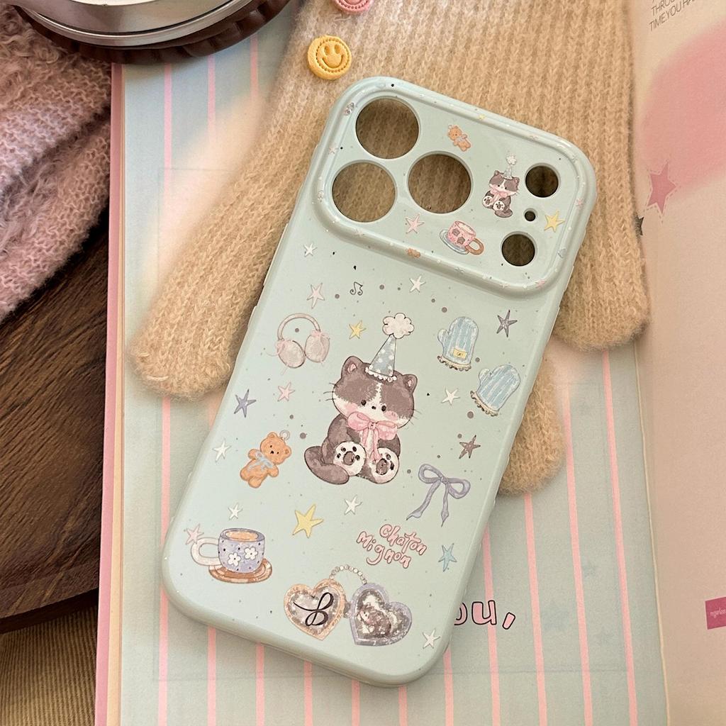 Magnetic Stand Cartoon Fluffy Kitten Soft Phone Case for iPhone 17 Pro Max