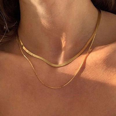 Neue 2025 Edelstahl doppelreihige stapelbare Kette Halskette Damen Damen Choker Schmuck Halskette für Frauen