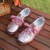Glänzende Freizeitschuhe für Damen Frühling Neu Bequem Vielseitig Flache Einzelne Schuhe Modetrend Schnürschuhe Sportlich Bequem