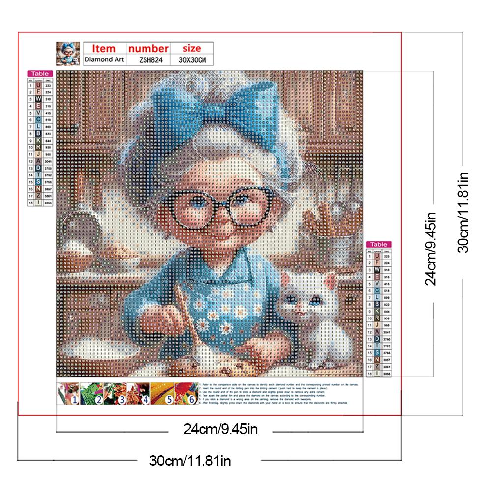 5D DIY Full Round Drill Diamond Painting Grandma Kit Home Decor Art Craft