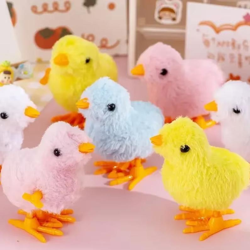 4Pcs Wind-Up Jumping Chicken Duck Toy – Interactive Plush Simulation Toy for Babies & Toddlers, Perfect Birthday Gift