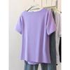 V Neck Asymmetrical Small Shirt Plus Size Ladies Covering Belly Thin Summer Wear