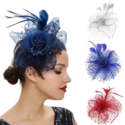 Accessoire de tête en plumes pour femmes Chapeau en résille Bandeau pour cheveux Bandeau Accessoires de mariage Bandeau en plumes Chapeau Accessoire de cheveux pour fête