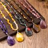 Natural Crystal Sweater Chain, Amethyst Pendant, Long Necklace, Christmas Gift, Valentine's Day Gift, Girlfriend Gift, Couple Gift, Birthday Gift
