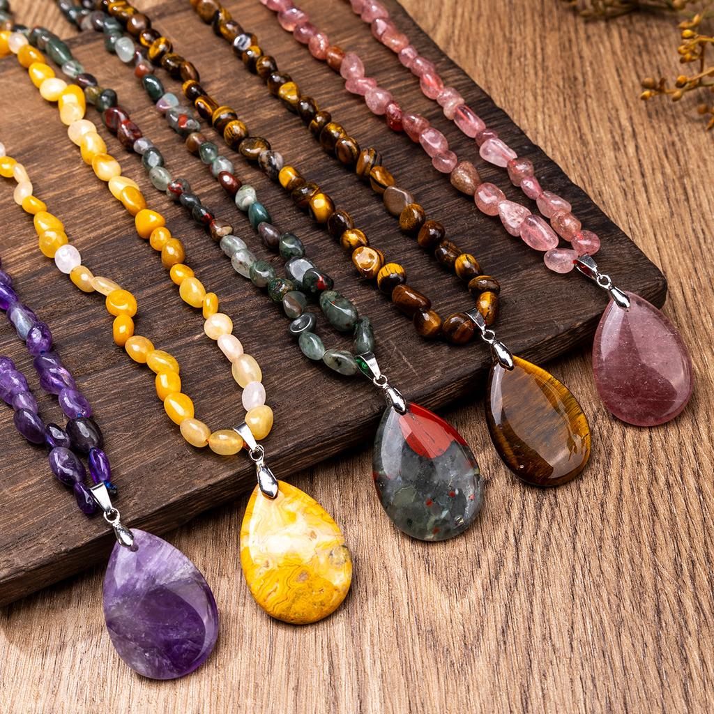 Natural Crystal Sweater Chain, Amethyst Pendant, Long Necklace, Christmas Gift, Valentine's Day Gift, Girlfriend Gift, Couple Gift, Birthday Gift
