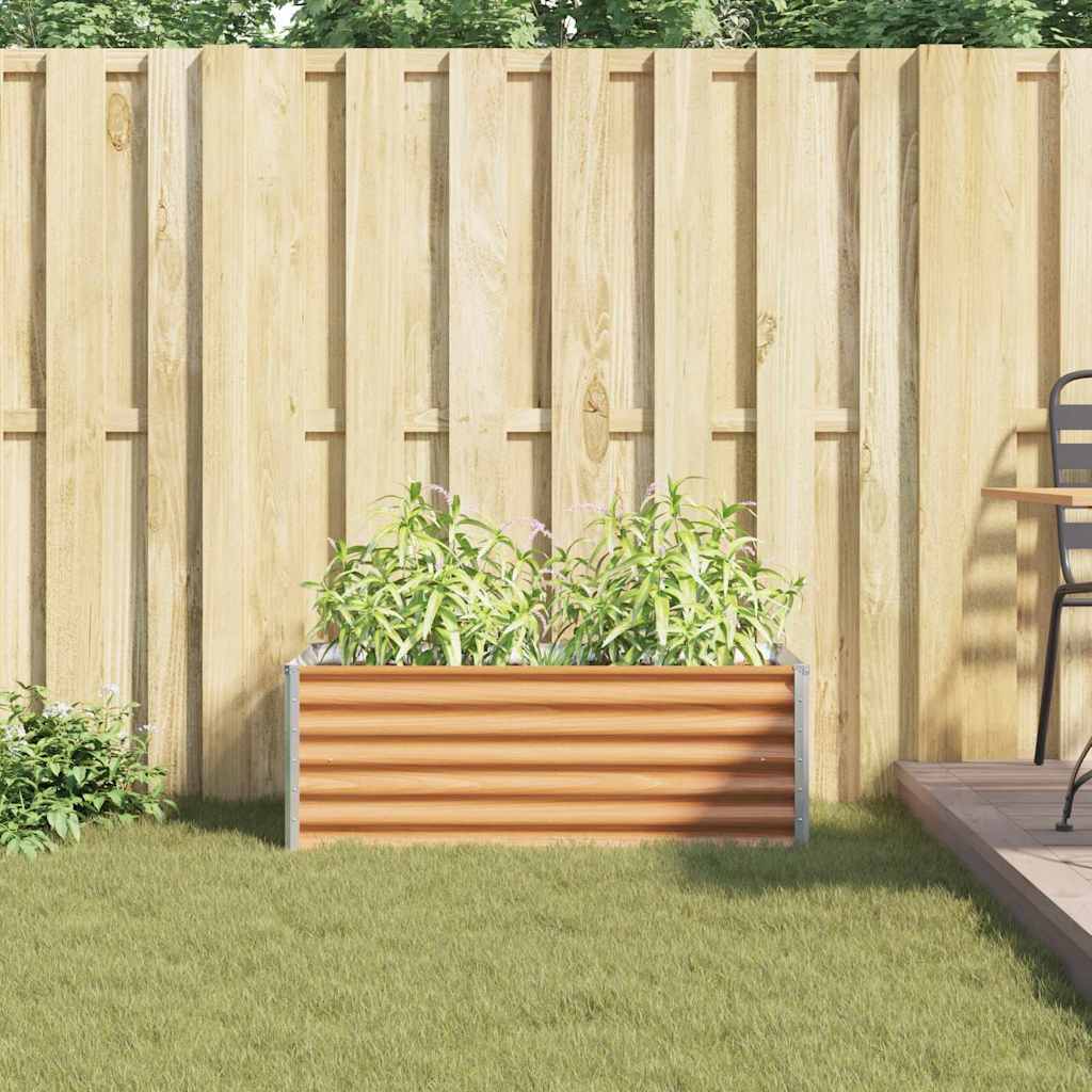 Raised Bed Light Brown 98 X 50 X 36 Cm Galvanized Steel