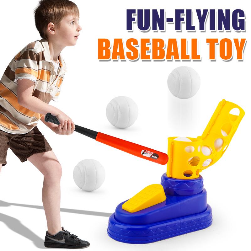 Children's Baseball Toy Set with Pedal Launcher and Telescopic Bat for Indoor/Outdoor Parent-Child Sports