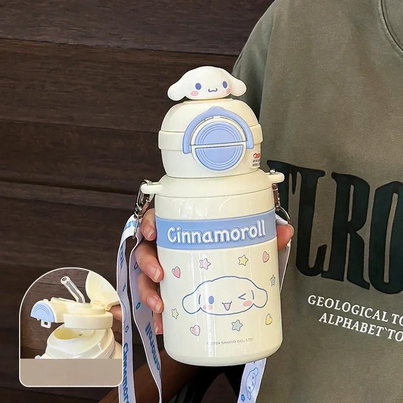 

Sanrio 550ml Stainless Steel Thermal Tumbler with Cute Figure Dual Lid, 316 Insulated Cup for Kids Girls Boys Gift 0.55L бежевий