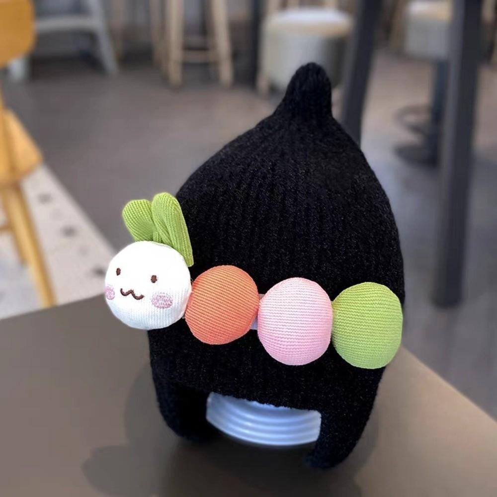 

Winter Warm Kids Beanie Cap Ear Protection Cartoon Knitted Hat New Baby Hooded Hat чорний