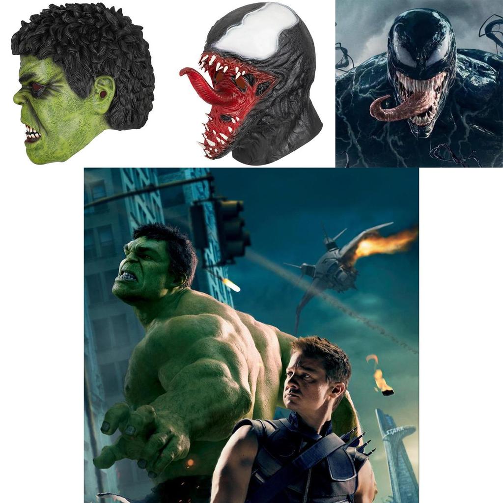 Avengers Character Cosplay Mask Latex Halloween Props For Venom Hulk And Catwoman