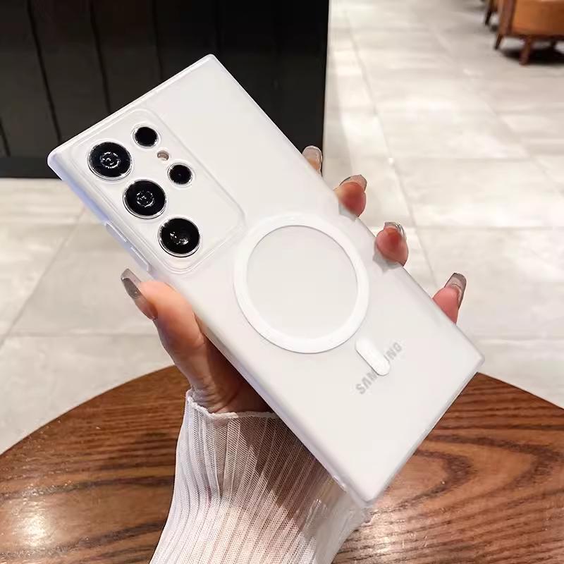 

Ultra Thin Matte Clear Magsafe Magnetic Wireless Charging Case For Samsung Galaxy S25 S24 S23 S20FE S22 Ultra Plus PC Hard Cover For Samsung S23 Plus