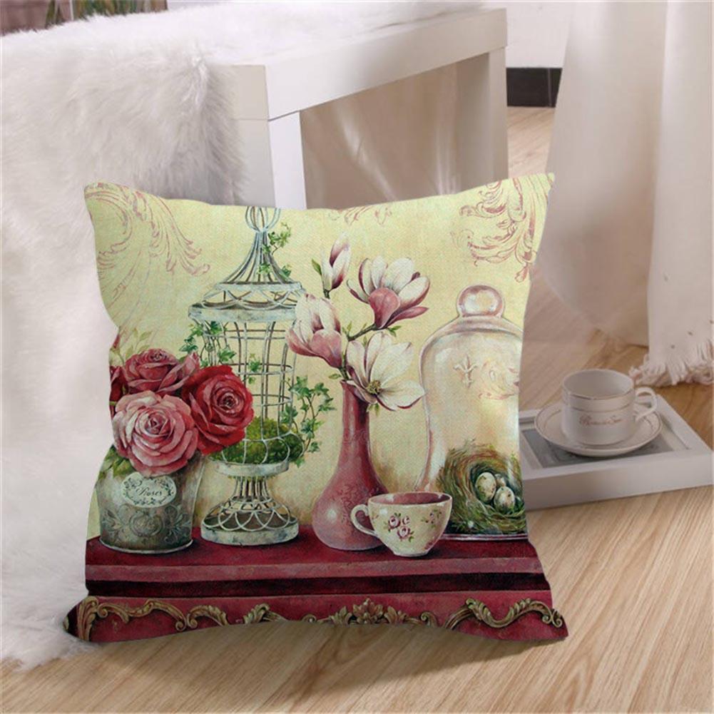 Retro Design Cushion Cover Pillow Case Red Bird Rose Flower Home Decoration Xmas Retro Design Cushion Cover Pillow Case Red Bird Rose Flower Home Decoration Xmas