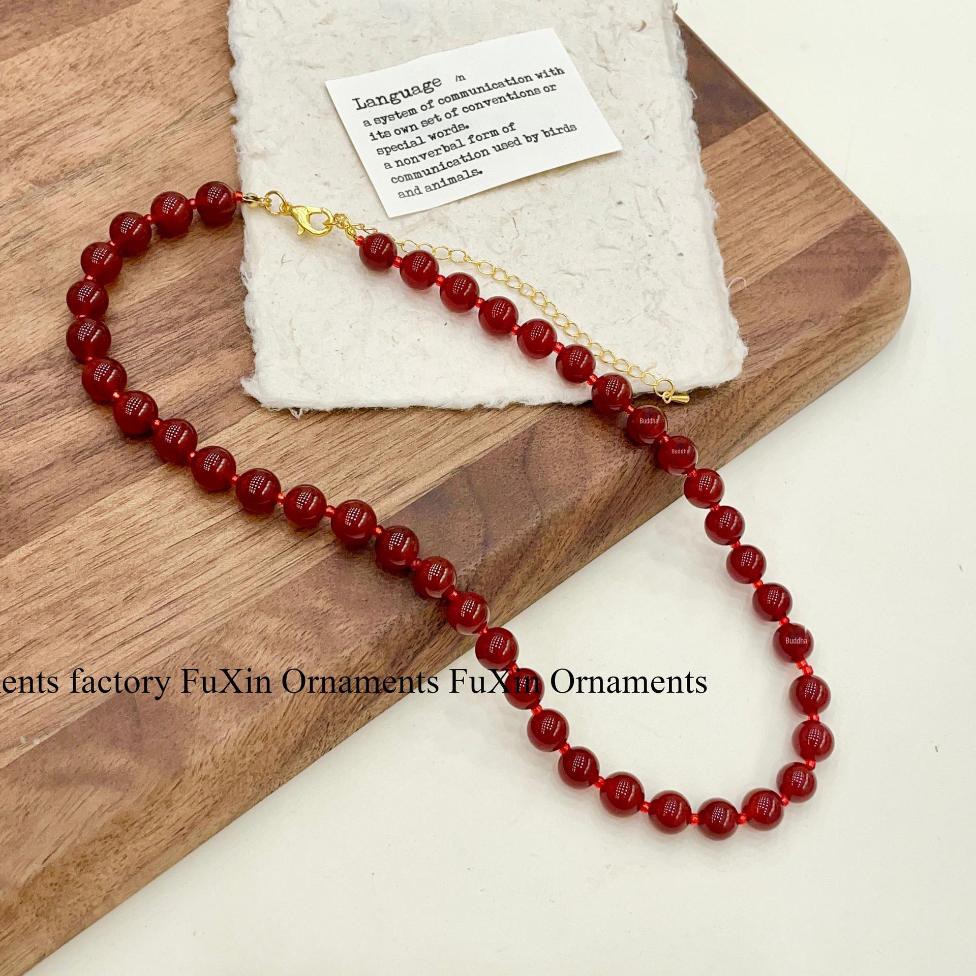 

Ожерелье на ключицу из искусственного красного агата в стиле ретро - 2024 г., высококачественный, простой, универсальный дизайн с уникальными бусинами N0970 Agate Beads красный