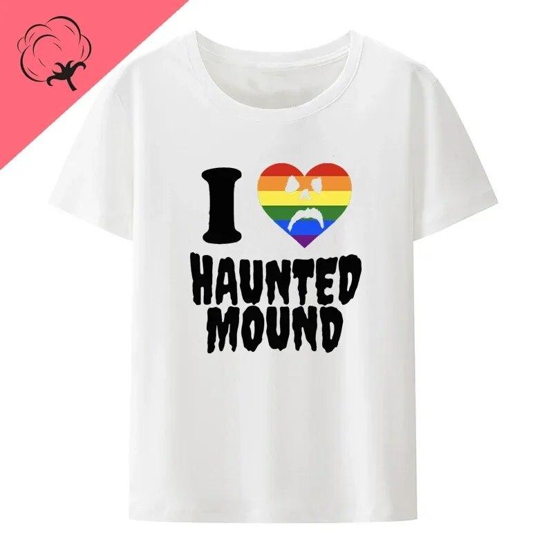 Bavlněné tričko Sematary I Love Haunted Mound Populární trend Tvar srdce Unisex Krátký rukáv Grafika Halloween Neformální trička