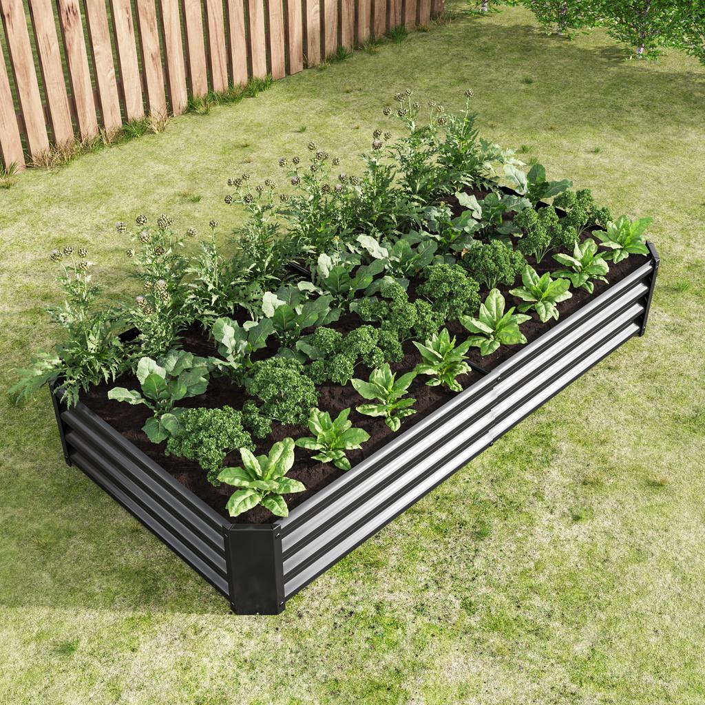 Raised Bed Metal Planter, Robust Sheet Steel, Rust Protection, Long Durability, Kit without Bottom, Ideal for Vegetables, Herbs & Flowers, Anthracite