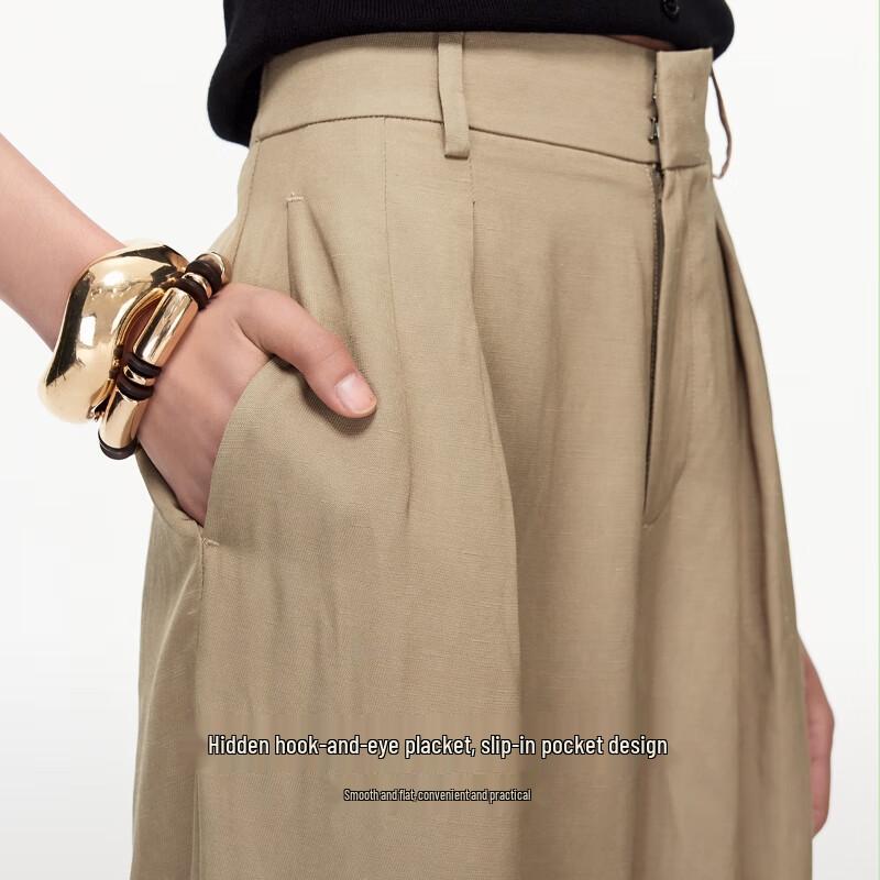 VEROMODA Women's Linen Blend Straight Leg Casual Pants