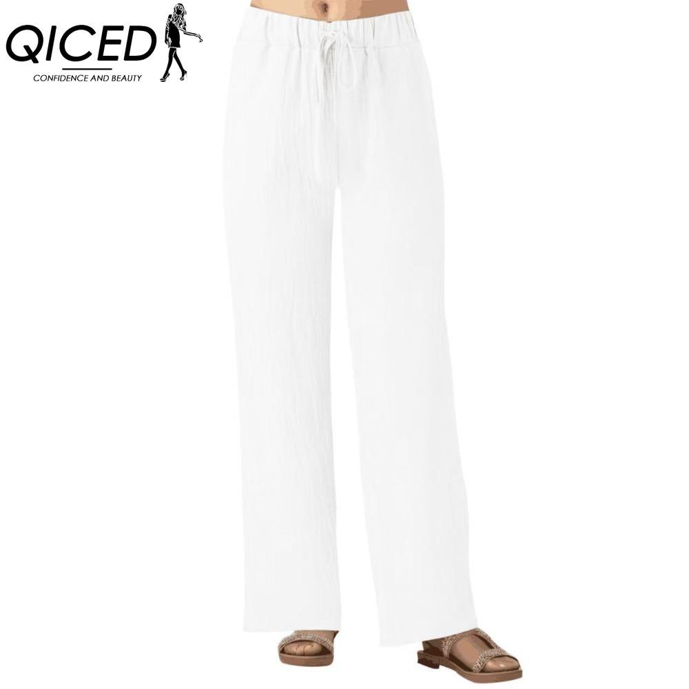 QICED Damenmode, lässig, einfarbig, bedruckt, Hosen und Caprihosen