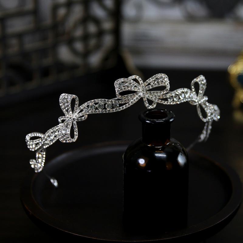 

Korean Style Simple Small Fresh Exquisite Bow Bride Wedding Crown Tiara Crown Tiara Hair Accessories