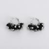 Fashion Trend Light Luxury Copper Platinum Plated Black Agate Beads Pendant Zircon Ear Buckle Temperament Earrings