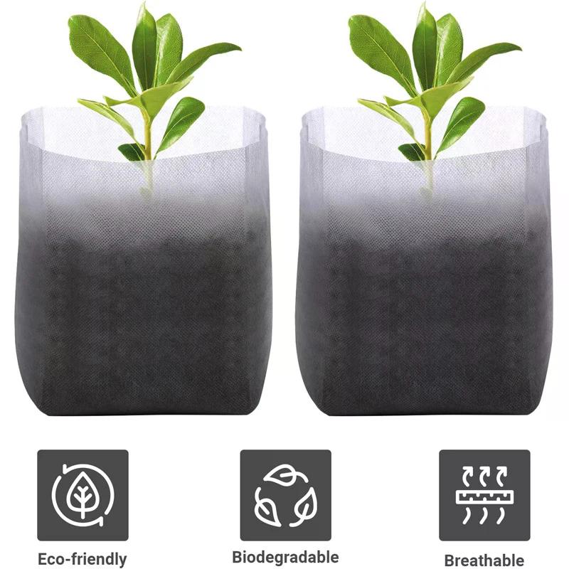 8x10cm 100st Biologiskt nedbrytbara fröodlingspåsar, Icke-vävda odlingspåsar för växter, Plantpåse av tyg, Trädgårdsförnödenheter för hemmet