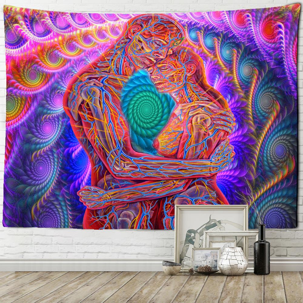 Romantischer Sonnenblumen-Astronaut Wandteppich Wandbehang Hippie Tapiz Kunst Böhmische Mystik Wohnzimmer Schlafzimmer Heimdeko