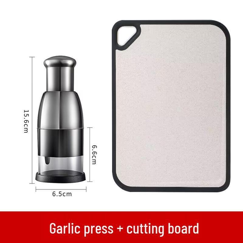 304 Stainless Steel Multi-Functional Kitchen Garlic Press and Slicing Knife for Garlic, Onion, and Ginger.