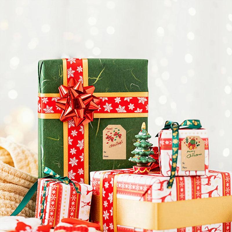 Merry Christmas Labels 250 Pcs Self Adhesive Kraft Christmas Tag Stickers Christmas Stickers Tags Name Tags Christmas Stickers