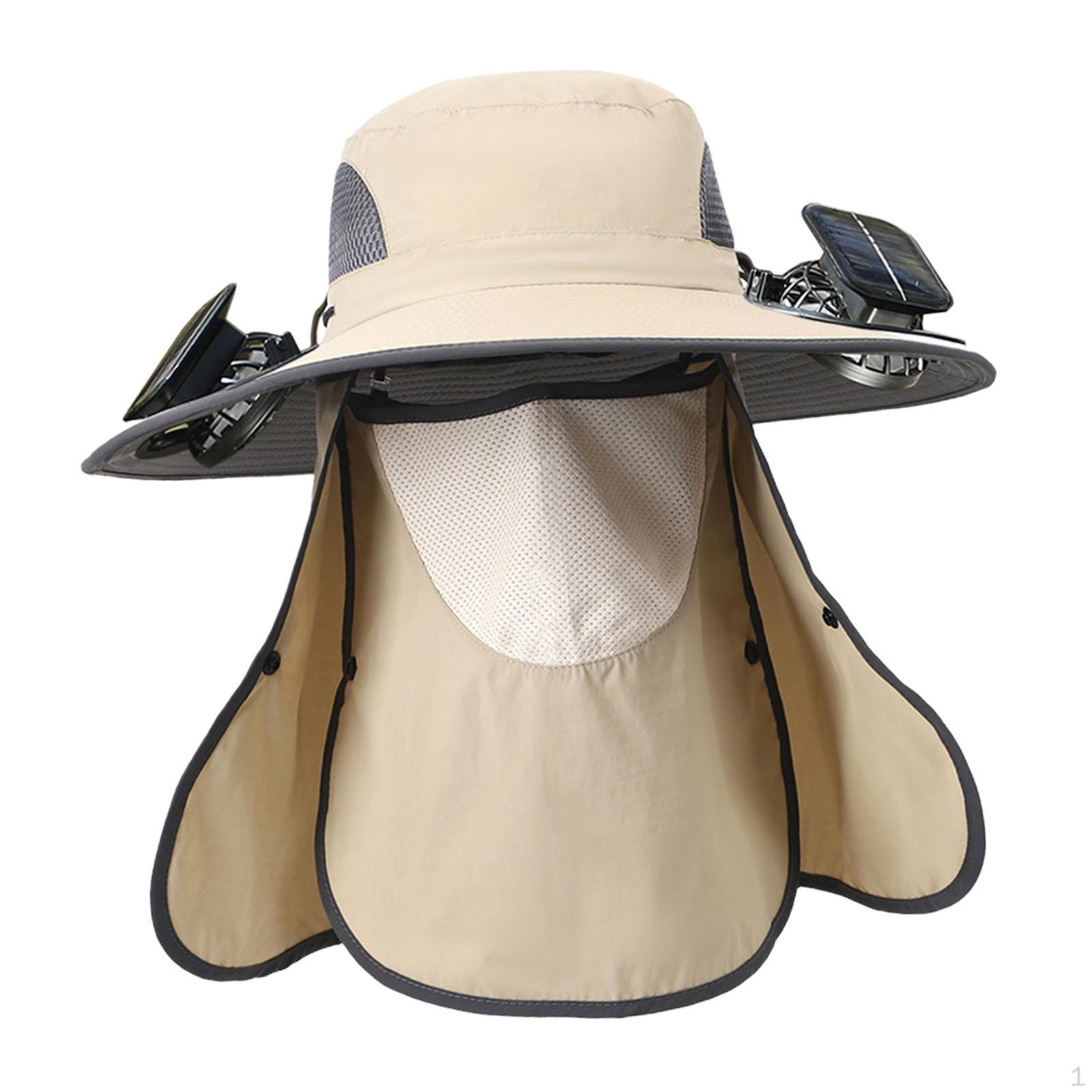 

Мужская шляпа от солнца с вентилятором на солнечной батарее, защитой лица и шейным клапаном для улицы хаки