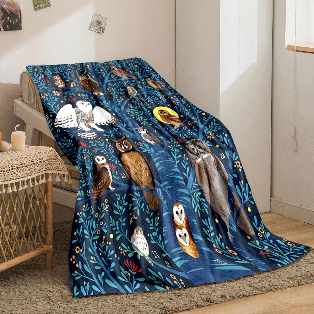 Eule Baum Muster Decke Schlafzimmer Decke für Wohnzimmer Sofa Mittagspause Weicher Überwurf für Freund Festival Geschenk