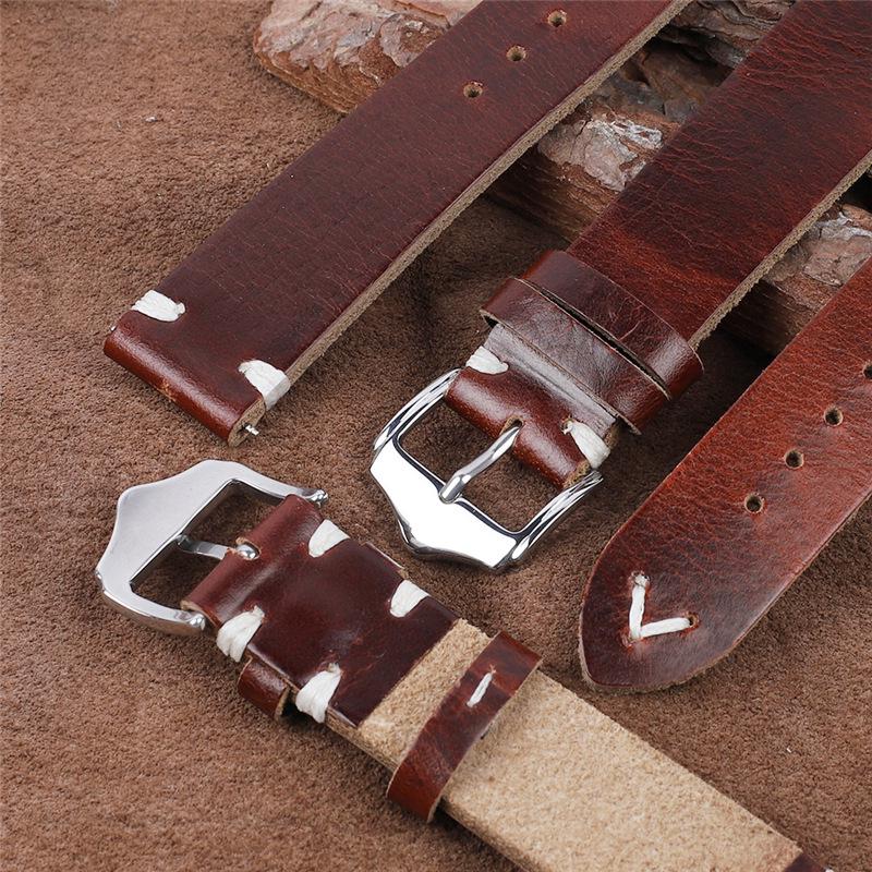 Men's Clearance Sale Cowhide Watch Strap - 22mm Crazy Horse Leather Cracked Pattern Wristband