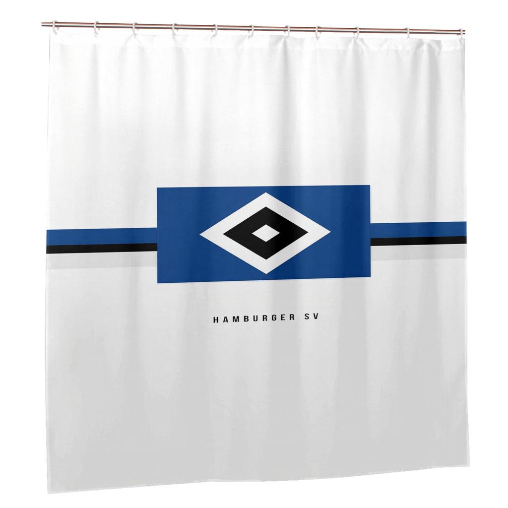 White & Blue Hamburger Sv Shower Curtain – Geometric Design, Polyester Fabric With Grommets, Machine Washable Bathroom Decor