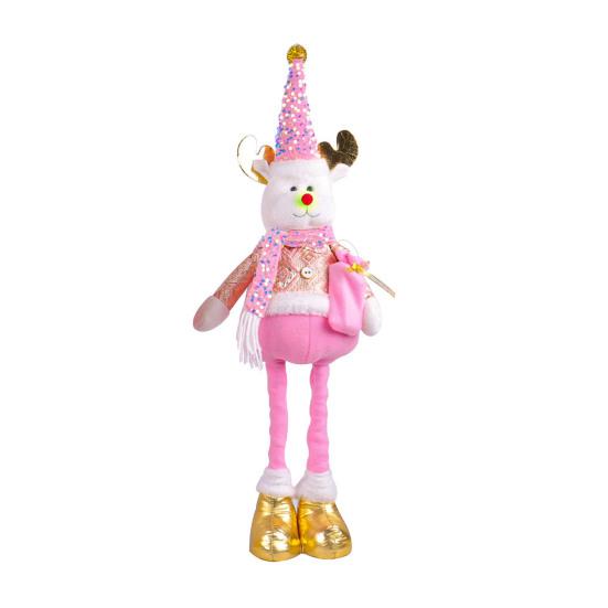 Christmas Gnome Plush Doll Retractable Legs Santa Claus Snowman Elk Ornament Adjustable Standing Figurine Decoration