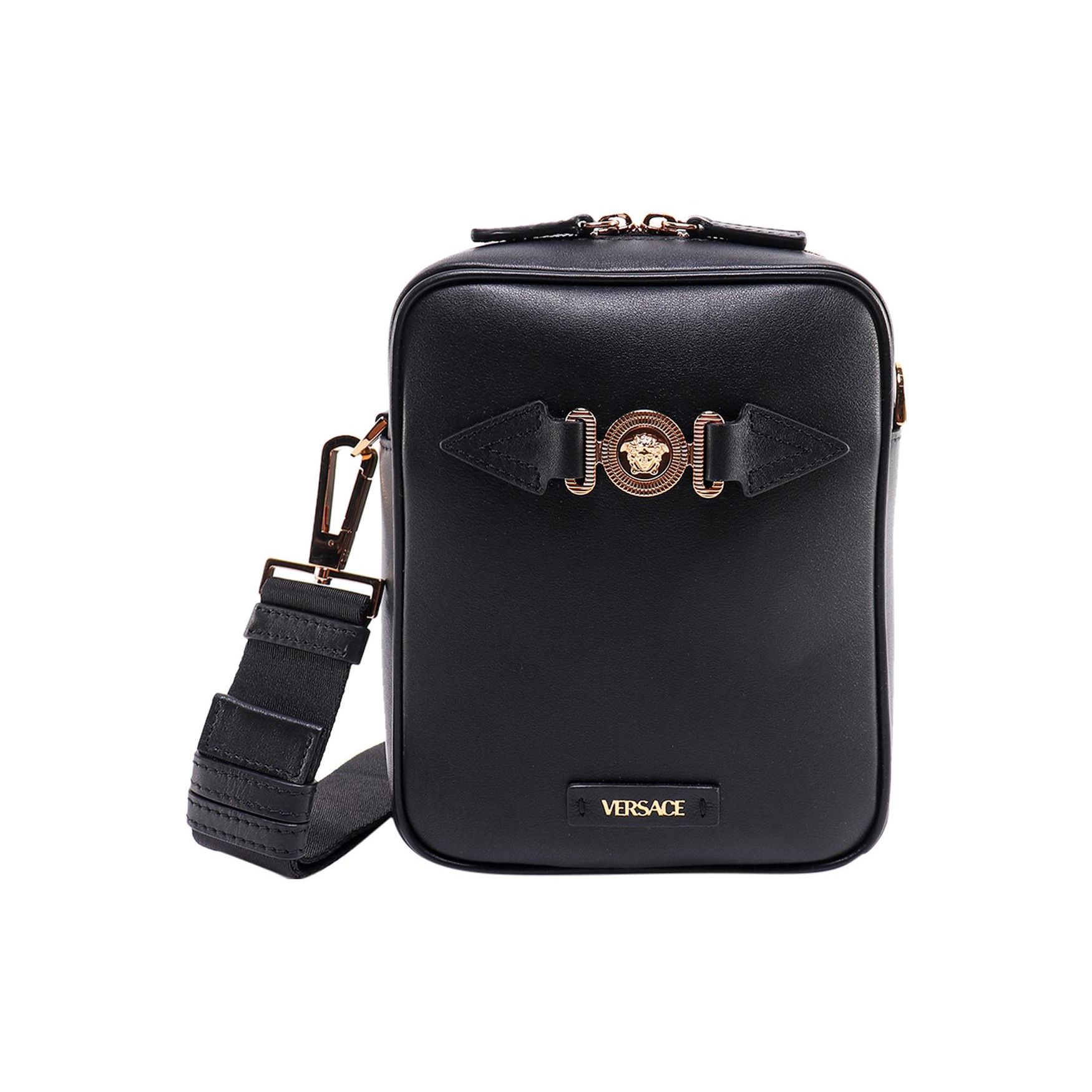 

Versace La Medusa Medusa Head Pattern Gold Hardware Top Zip Leather Messenger Shoulder Bag Men Bags Black 1000721-1A03190-1B00V Basic Set (Bag+Dust Bag)