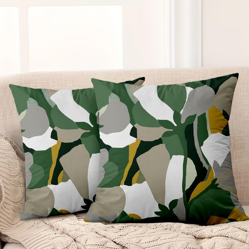 1 Pieces Modern Patterned Throw Pillows Green White Yellow Polyester Pillowcase, Sofa Decorative Cushion Cov Headboard Pillow