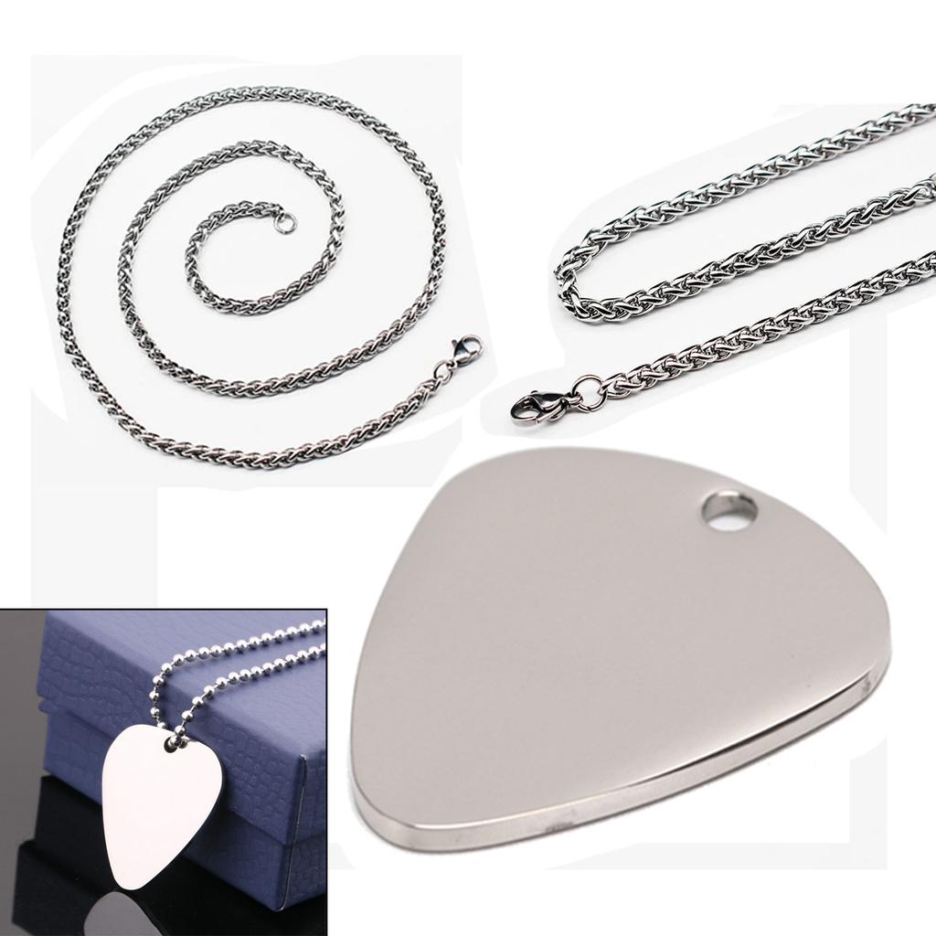 1.5mm-Thick Metal Pick with Holes Guitar Pick Necklace Metal Pick with Chain