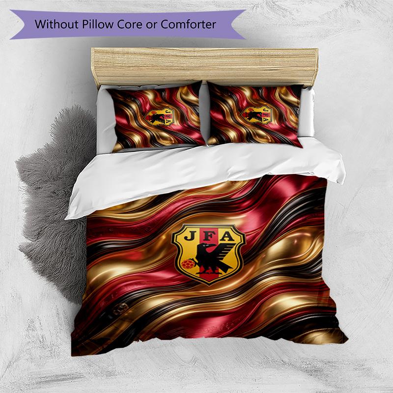 Japan Football Printed Bedding 3 Piece Set Cozy Breathable Bed Cover Set as Housewarming Holiday Gift