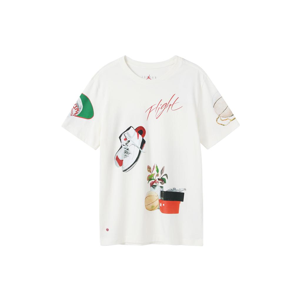 Jordan Pattern Print Crew Neck Short Sleeve T-Shirt Men Tops White DQ7379-133