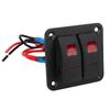 Rocker Switch Panel 2 Gang On Off Pre Wired Red LED 12V 24V 20A 10A with Marine Vehicle Labels