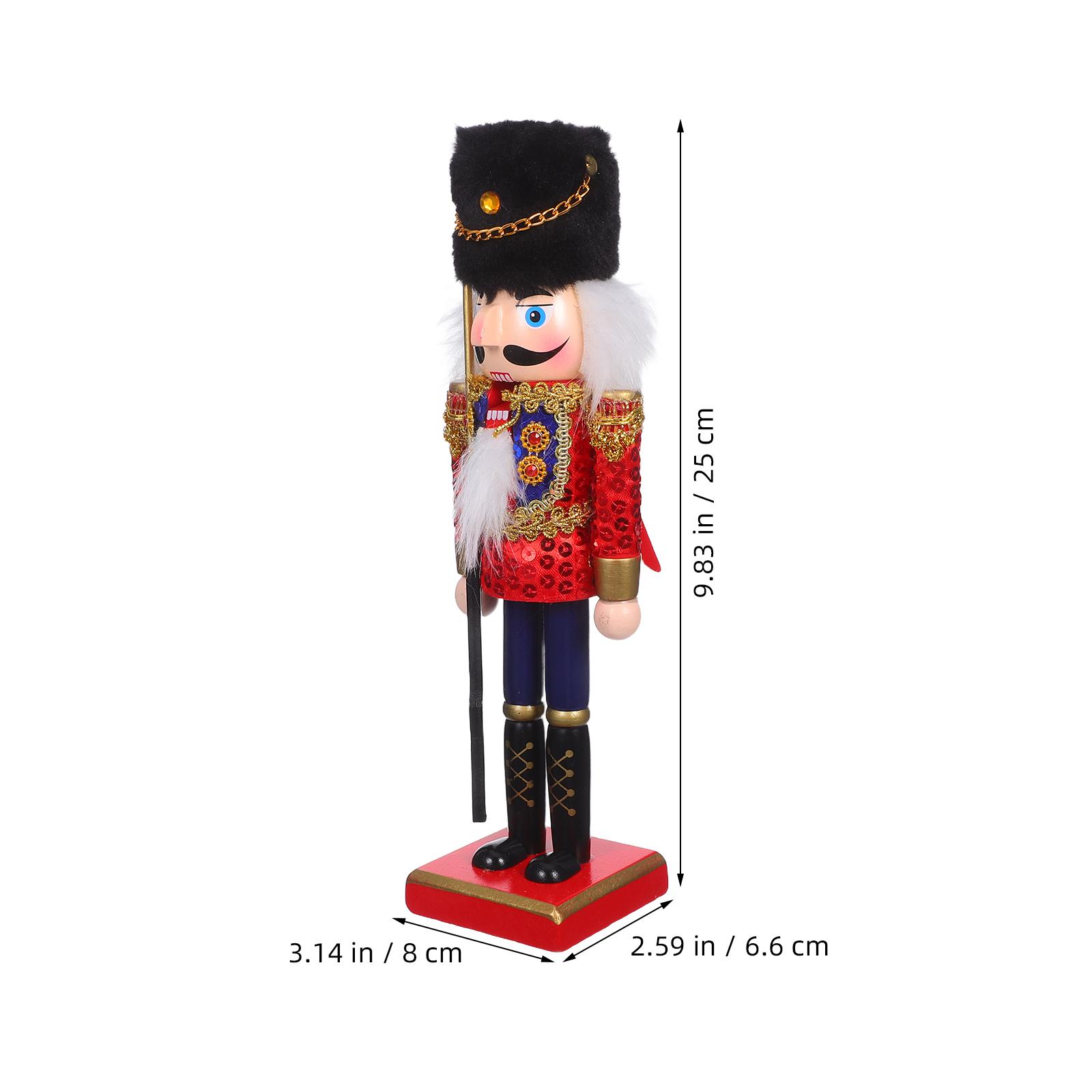 25cm Christmas Nutcracker Figure Wooden Soldier Figurine Xmas Nutcracker Tabletop Centerpieces Festival Shelves Decorations красный