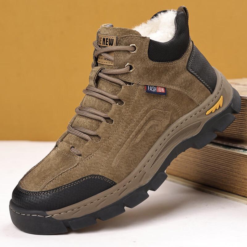 Bozong Men s Thickened Fur Lined Snow Boots 38