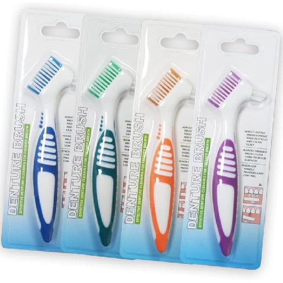 4Pcs Denture Brushes with Carrying Case, Hard Double Sided Denture Cleaning Brush Heads for False Teeth Cleaning 4pcs