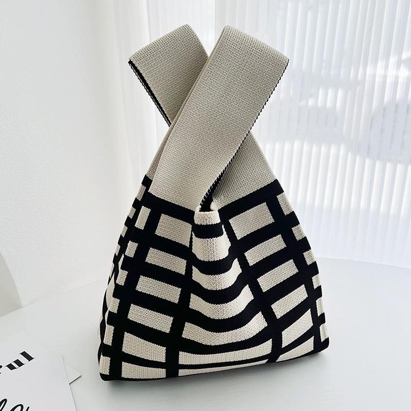 Square Rhombus Rhombus Stripe Geometric Knitted Gift Bag Handbag Handbag Handbag Tote Bag