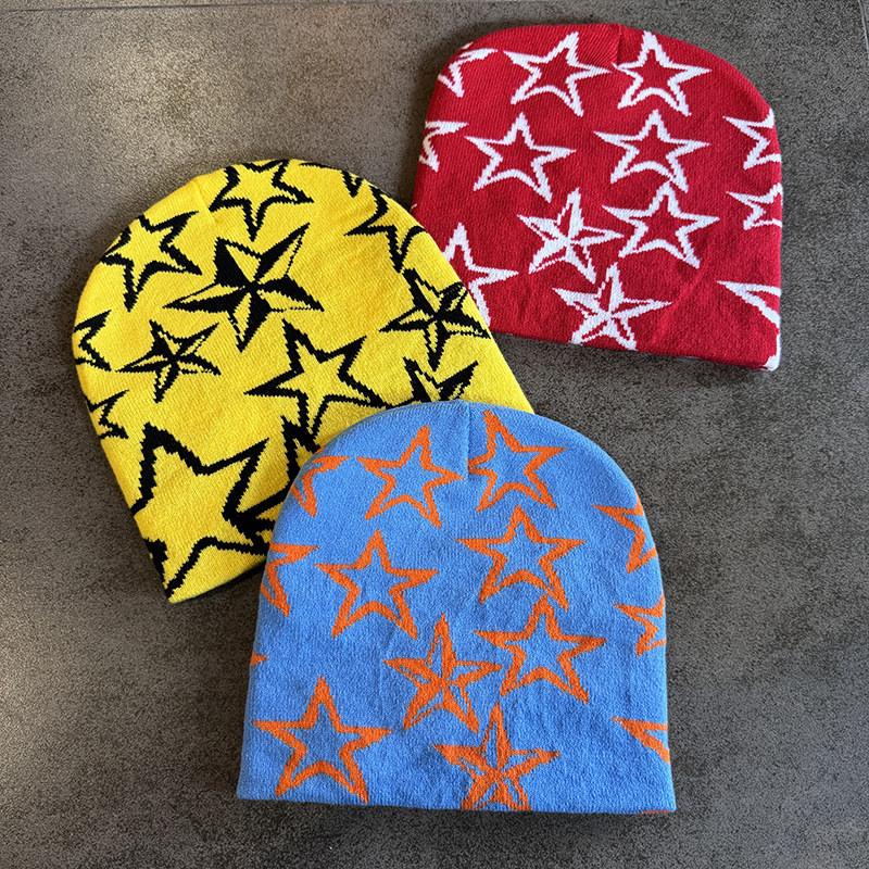 Fashion Star Pattern Women Casual Warm Knitted Hat For Autumn And Winter