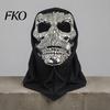 Dark Cool Cosplay Mask Halloween Skull Mask, with Breathable Mesh Eyes Design, Black Electroplated Metallic Headscarf Mirror Texture for Adults Party
