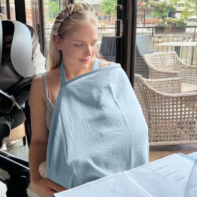 Women Breastfeeding Cover Up with 2 Pockets Adjustable Straps Breathable Nursing Cloak Breast Feeding Shawl