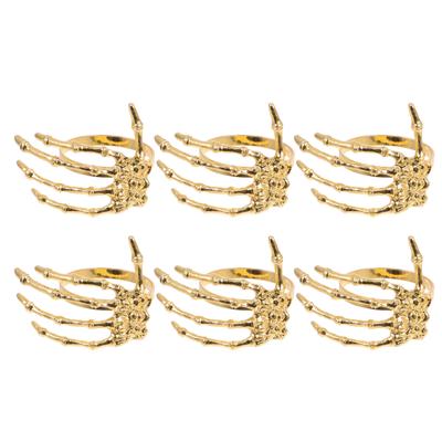 6 Pcs Halloween Gothic Napkin Rings Ghost Hand Buckle Buckles Ferroalloy