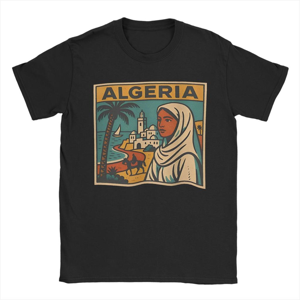 Oversized T Shirt Summer ALGERIA Vibes Hipster T-Shirts  100 Cotton Tshirt for Men Y2K Classic Pattern Short Sleeve Clothing