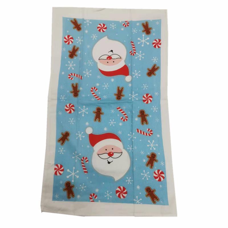 1Pc 38x65cm Thin Christmas Santa Claus Printed Polyester Kitchen Dishcloth Cleaning Cloth Tea Towel Xmas Party Gift